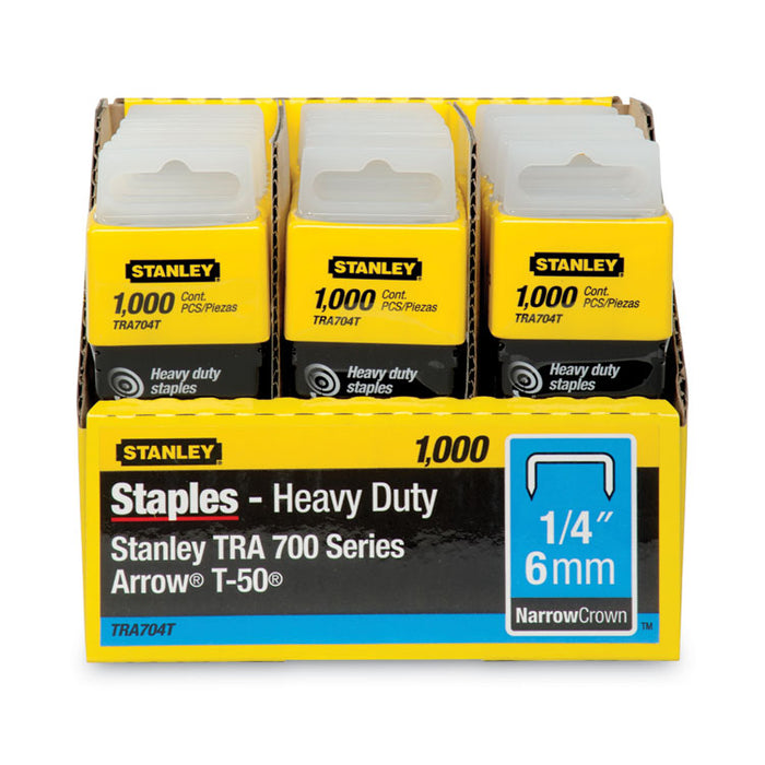 SharpShooter Heavy-Duty Tacker Staples, 0.25" Leg, 0.5" Crown, Steel, 1,000/Box