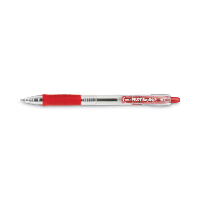 EasyTouch Ballpoint Pen, Retractable, Medium 1 mm, Red Ink, Clear Barrel, Dozen