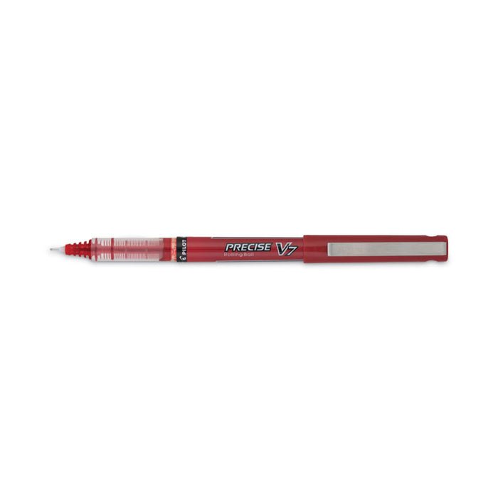 Precise V7 Rollerball Pen, Stick, Fine 0.7 mm, Red Ink, Red/Clear Barrel, Dozen