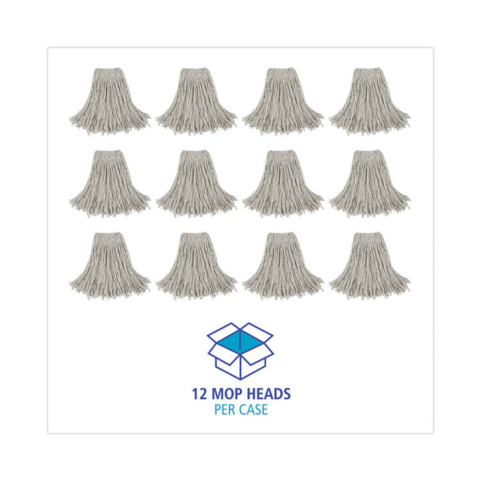 Cut-End Wet Mop Head, Cotton, #24, White 12/Carton