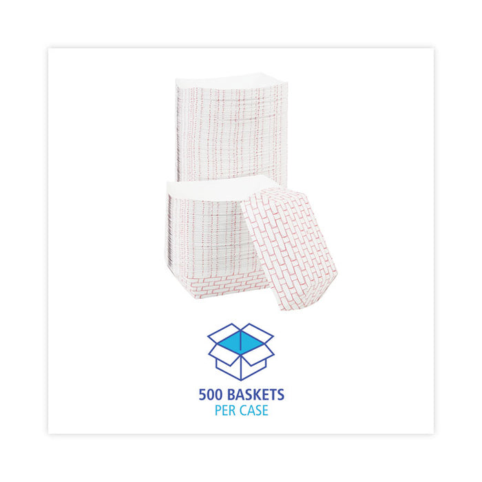 Paper Food Baskets, 3 lb Capacity, Red/White, 500/Carton