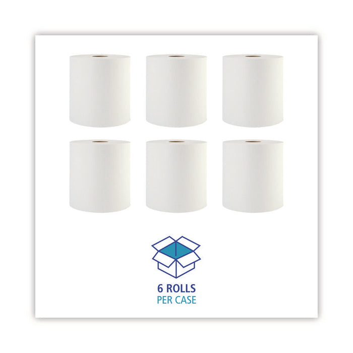 Hardwound Paper Towels, 1-Ply, 8" x 800 ft, White, 6 Rolls/Carton