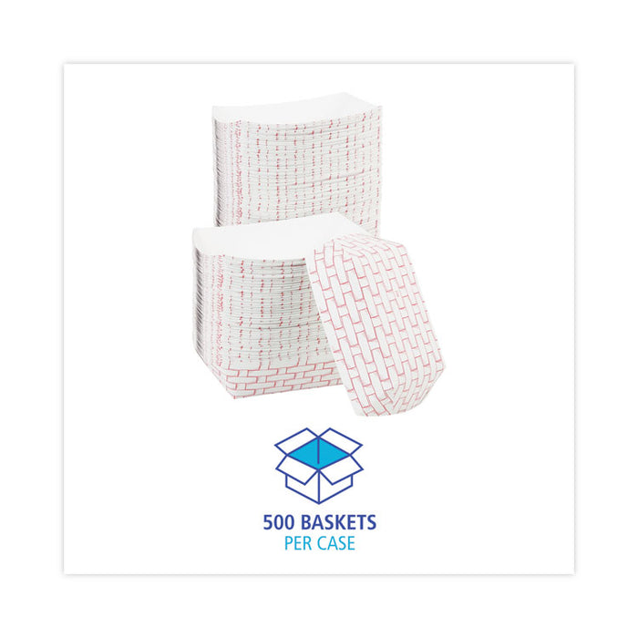 Paper Food Baskets, 1 lb Capacity, Red/White, 1,000/Carton