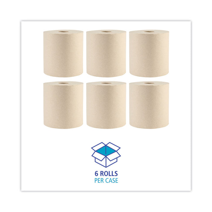 Boardwalk Green Xtra Roll Towels, 1-Ply, 8" x 800 ft, Natural, 6 Rolls/Carton