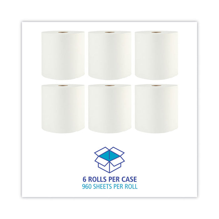 Boardwalk Xtra Roll Towels, 1-Ply, 8" x 800 ft, White, 6 Rolls/Carton