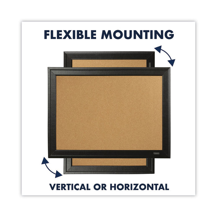 Cork Bulletin Board with Black Frame, 17" x 11", Tan Surface, Black Fiberboard (MDF) Frame