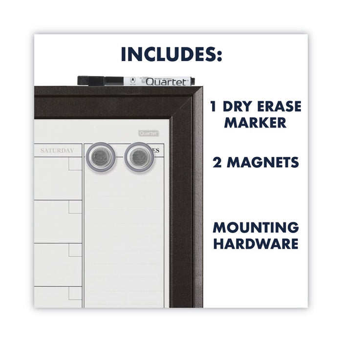 Home Decor Magnetic Dry Erase Board, Monthly Planning/Scheduling Calendar, 23" x 17", Tan/White Surface, Espresso Wood Frame