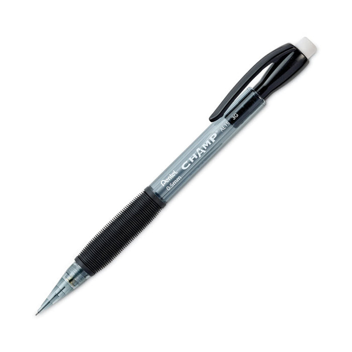 Champ Mechanical Pencil, 0.5 mm, HB (#2), Black Lead, Translucent Gray Barrel, Dozen