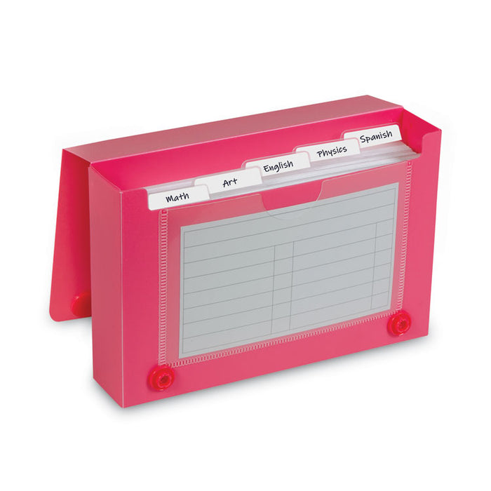 Index Card Case, Holds 100 3 x 5 Cards, 5.38 x 1.25 x 3.5, Polypropylene, Assorted Colors
