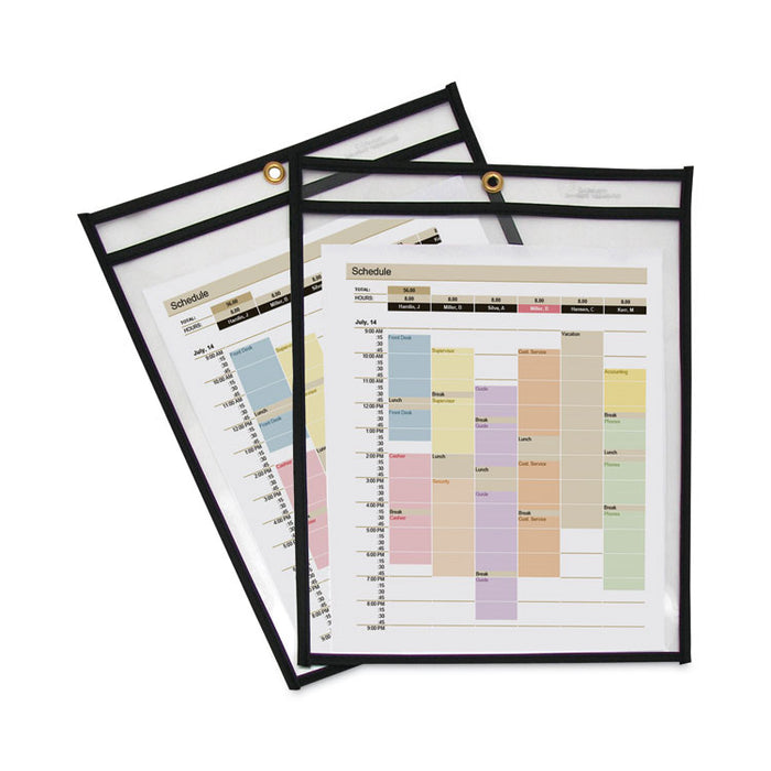 Stitched Shop Ticket Holders, Super Heavy-Duty, Top Load 9 x 12 Insert, Clear Front, Black Border, 25/Box