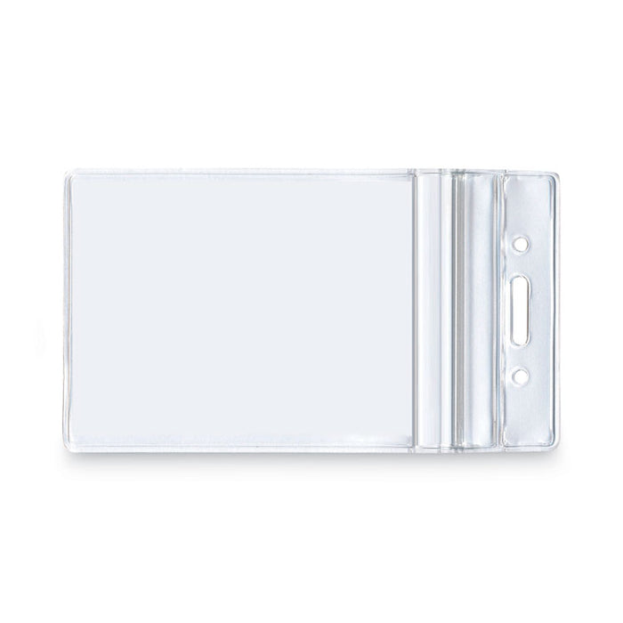 Resealable ID Badge Holders, Vertical Orientation, Transparent Frost 2.68" x 5" Holder, 2.38" x 3.75" Insert, 50/Pack