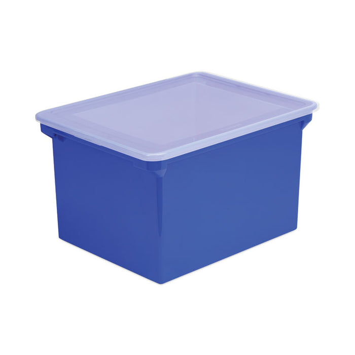 Plastic File Tote, Letter/Legal Files, 18.5" x 14.25" x 10.88", Blue/Clear