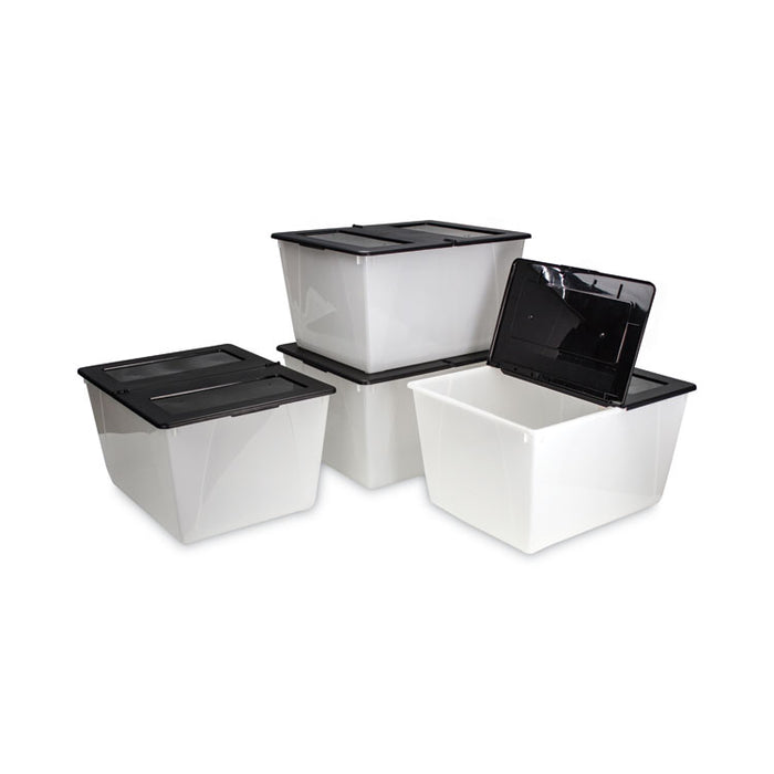 Storage Tote, 16 gal, 22.7" x 18.25" x 12.86", Clear/Black