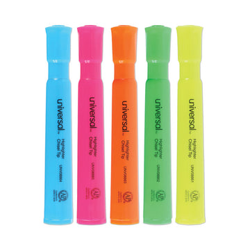 Desk Highlighters, Assorted Ink Colors, Chisel Tip, Assorted Barrel Colors, 5/Set
