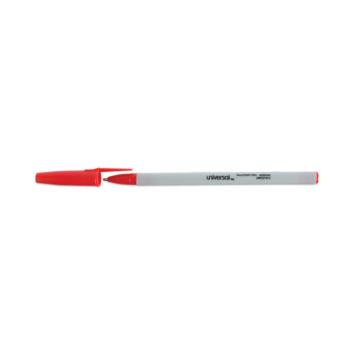 Ballpoint Pen, Stick, Medium 1 mm, Red Ink, Gray/Red Barrel, Dozen