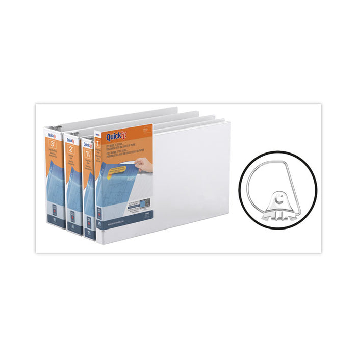 QuickFit Ledger D-Ring View Binder, 3 Rings, 3" Capacity, 11 x 17, White