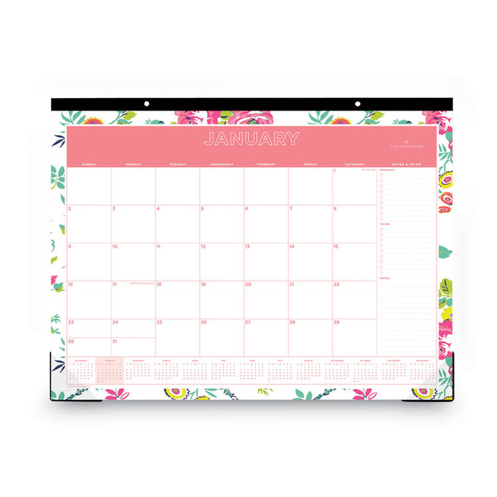 Day Designer Peyton Desk Pad Calendar, Floral Artwork, 22 x 17, Black Binding, Clear Corners, 12-Month (Jan to Dec): 2026