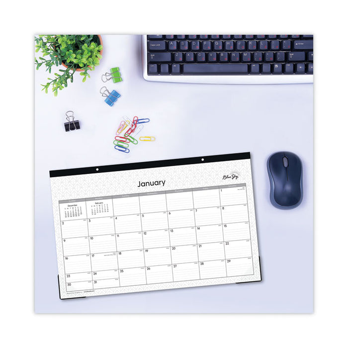 Enterprise Desk Pad, Geometric Artwork, 17 x 11, White/Gray Sheets, Black Binding, Clear Corners, 12-Month (Jan to Dec): 2026