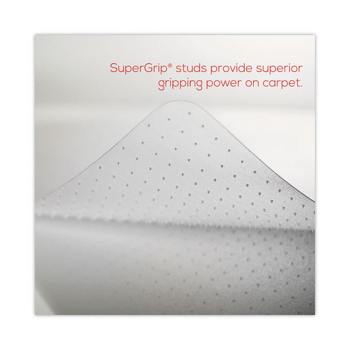 SuperMat Frequent Use Chair Mat for Medium Pile Carpeted Floors, Rectangular with Wide Lip, 46" x 60", Clear, Ships Flat