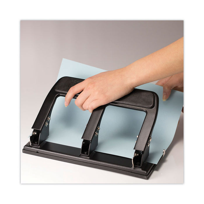 40-Sheet Three-Hole Punch with Padded Handle, 9/32" Holes, Black