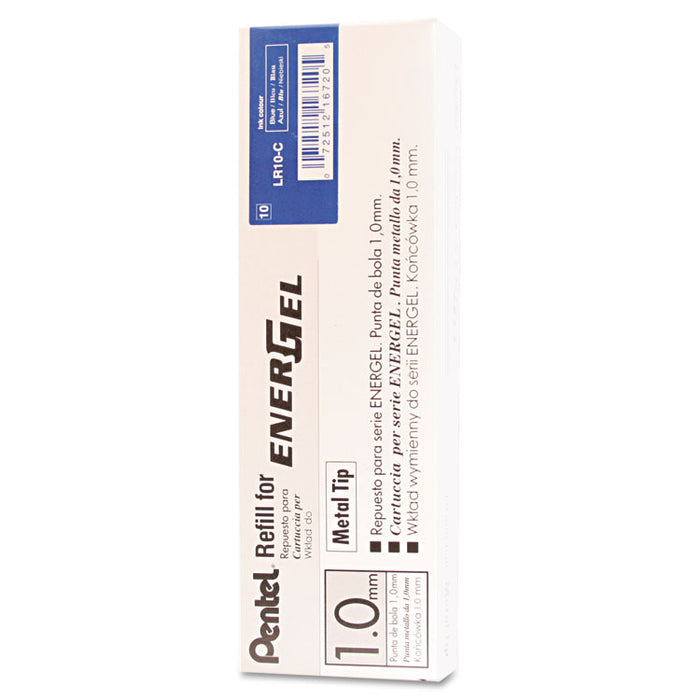 Refill for Pentel EnerGel Retractable Liquid Gel Pens, Bold Conical Tip, Blue Ink