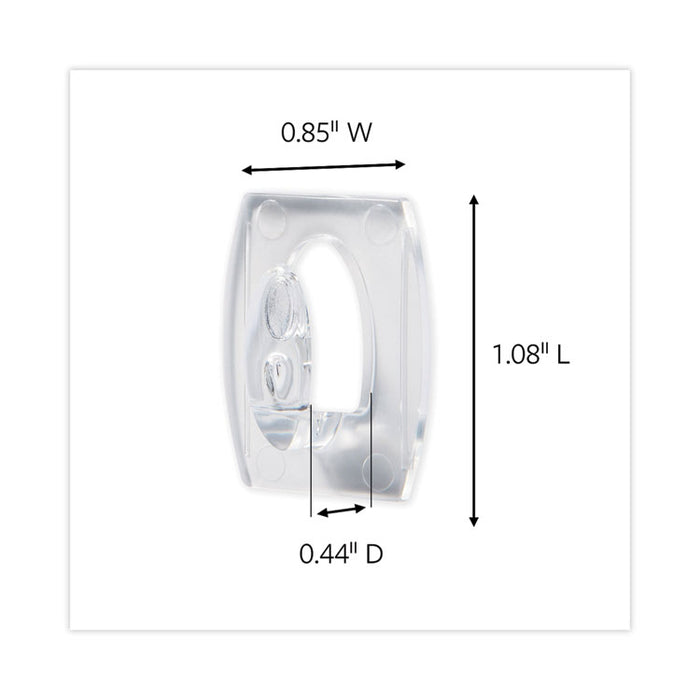 Mini Hooks, Plastic, Clear, Supports 0.5 lb, 30/Pack