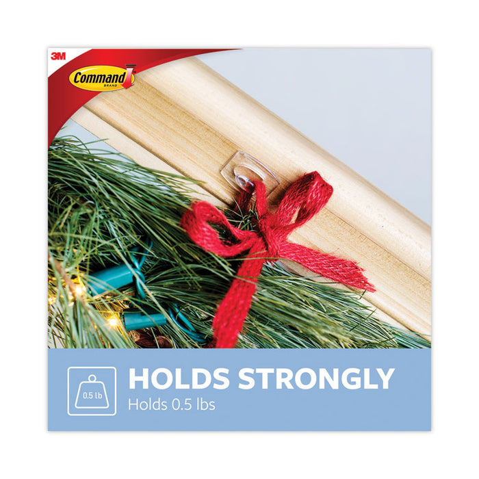 Mini Hooks, Plastic, Clear, Supports 0.5 lb, 30/Pack