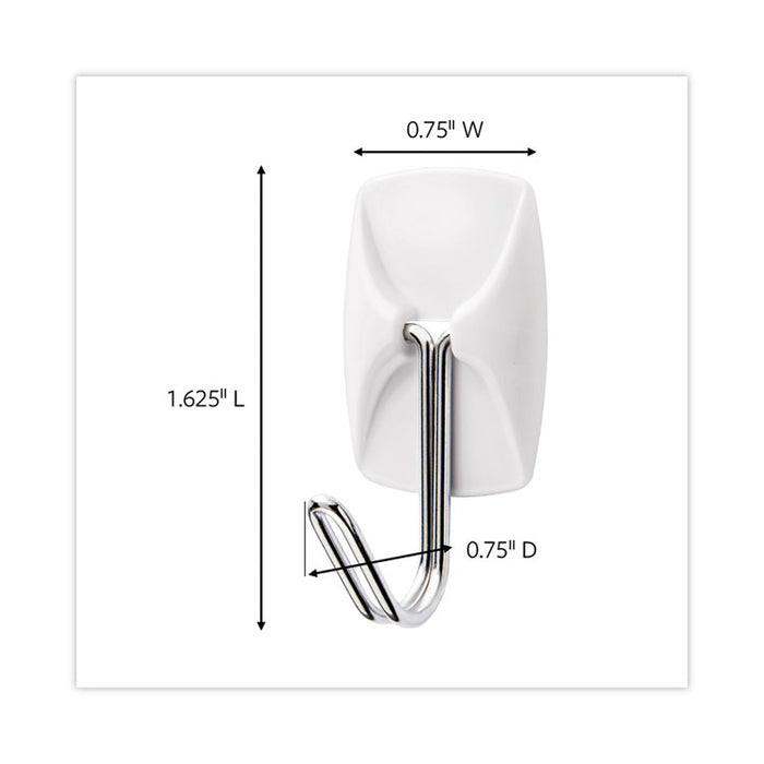 Small Wire Hooks, Small, Plastic/Metal, White, 0.5 lb Capacity, 22 Hooks and 24 Strips/Pack