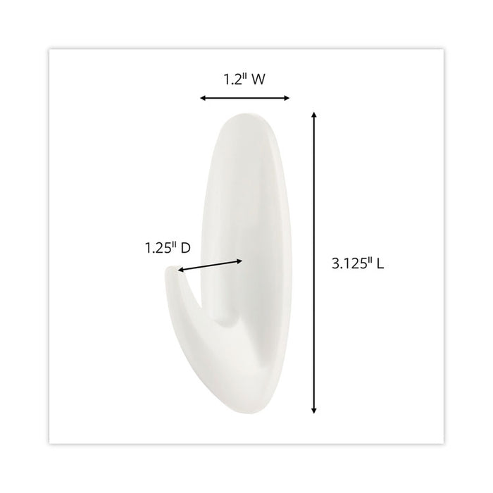 Designer Hooks, Medium, Plastic, White, 3 lb Capacity, 13 Hooks and 16 Strips/Pack