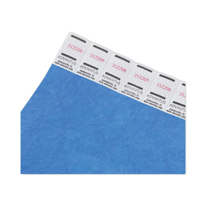 Crowd Management Wristbands, Sequentially Numbered, 10" x 0.75", Blue, 100/Pack