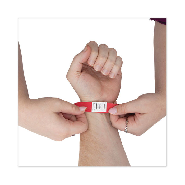Crowd Management Wristbands, Sequentially Numbered, 9.75" x 0.75", Red, 500/Pack