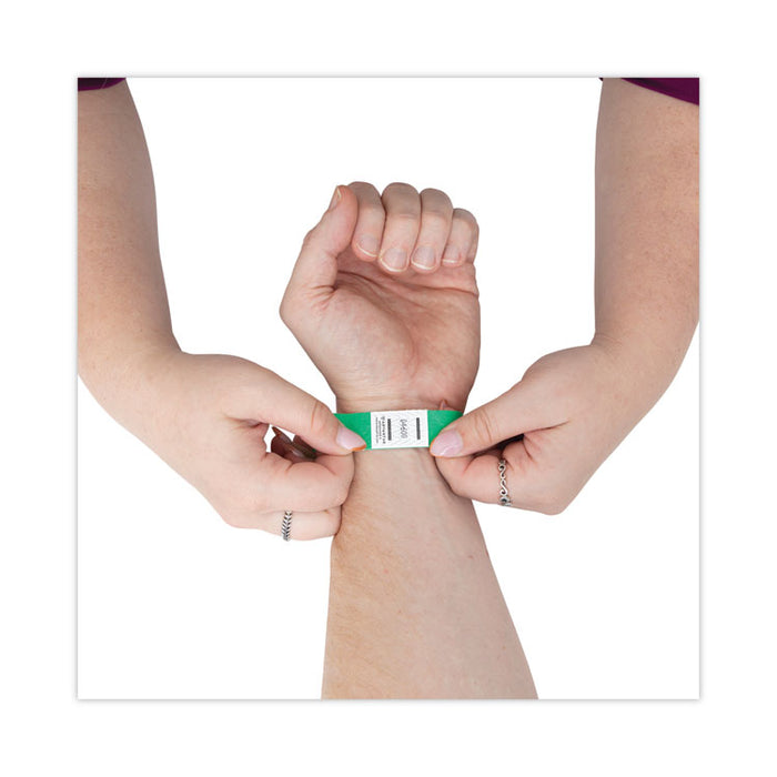 Crowd Management Wristbands, Sequentially Numbered, 10" x 0.75", Green, 100/Pack