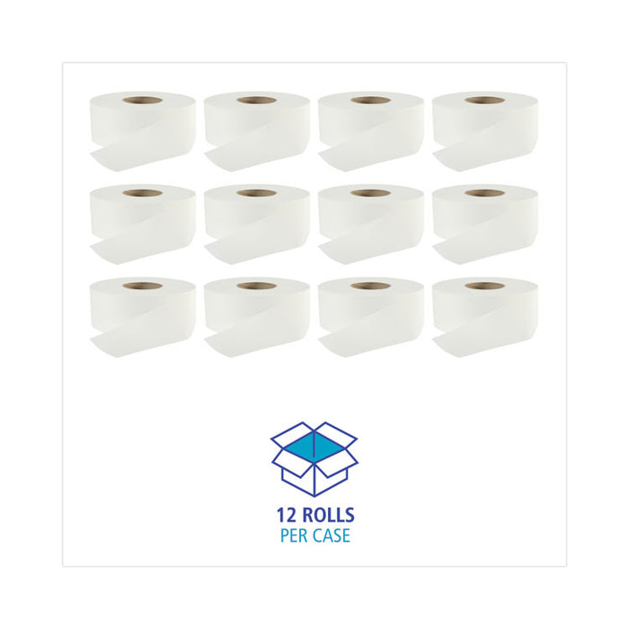 Jumbo Roll Bathroom Tissue, Septic Safe, 2-Ply, 3.2" x 525 ft, White, 12 Rolls/Carton