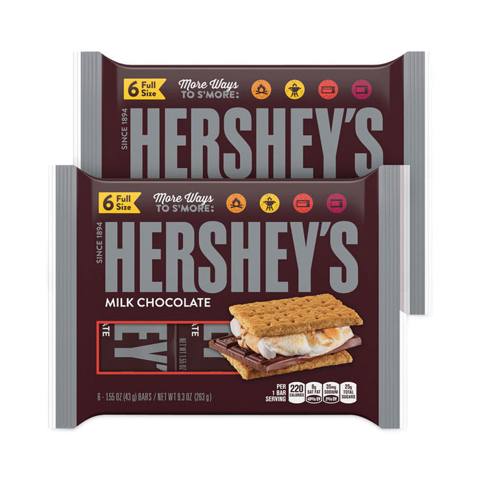 Milk Chocolate Bar, 1.55 oz Bar, 6 Bars/Pack, 2 Packs/Box