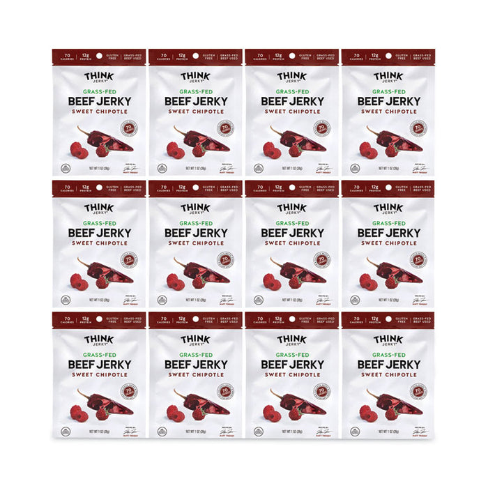 Sweet Chipotle Beef Jerky, 1 oz Pouch, 12/Pack