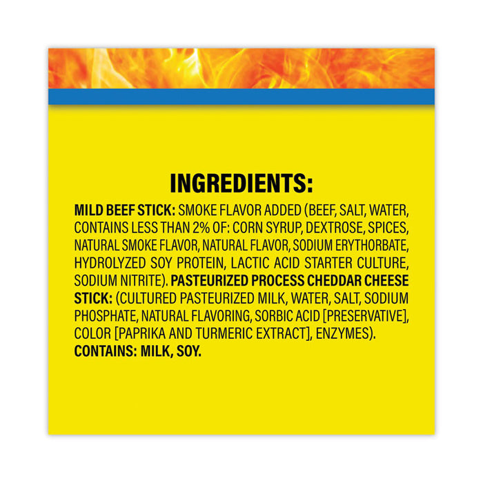 Beef and Cheese Meat Sticks, 1.5 oz Pack, 18/Carton