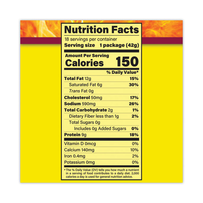 Pepperoni and Cheese Meat Sticks, 1.5 oz, 18/Carton