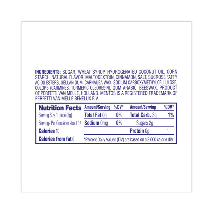 Cinnamon Singles Chewy Mints, 1.32 oz, 15 Rolls/Carton