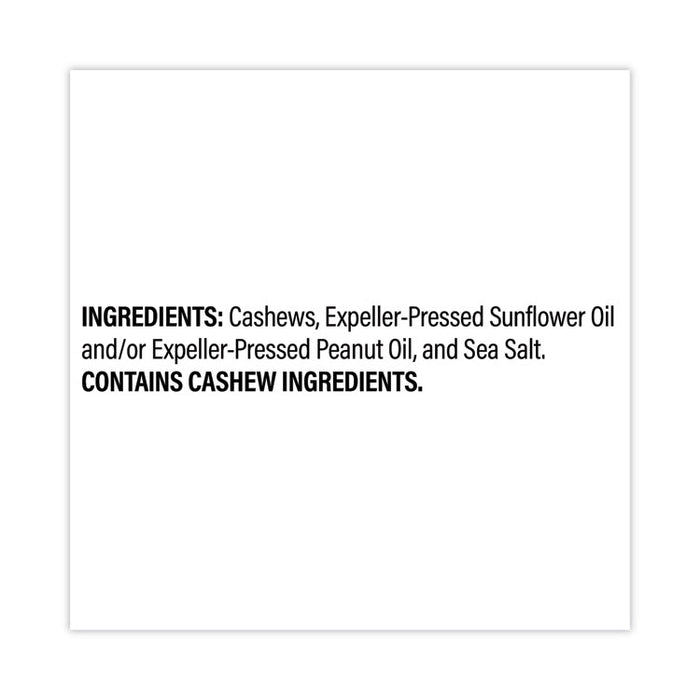 Sea Salted Whole Cashews, 2.25 oz Pouch, 8/Carton