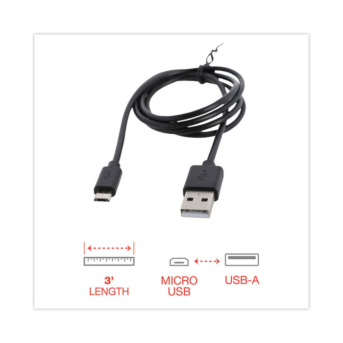USB to Micro USB Cable, 3 ft, Black