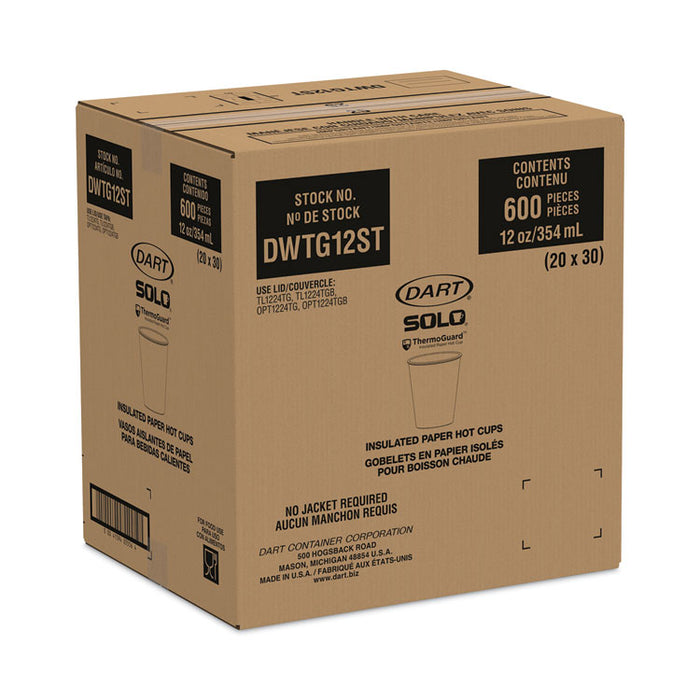 Thermoguard Insulated Paper Hot Cups, 12 oz, Steam Print Design, 600/Carton
