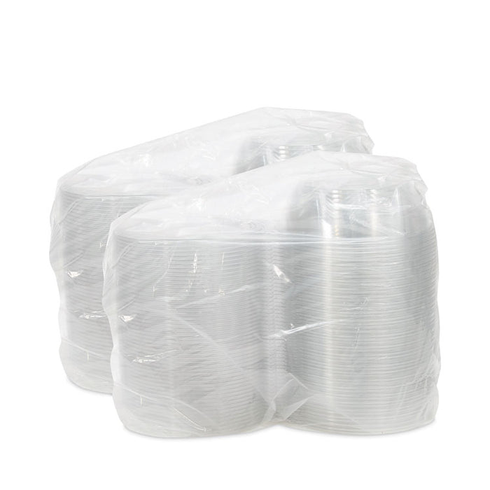 SafeSeal Tamper-Resistant, Tamper-Evident Bowls with Flat Lid, 48 oz, 8.9" Diameter x 2.8" h, Clear, Plastic, 100/Carton
