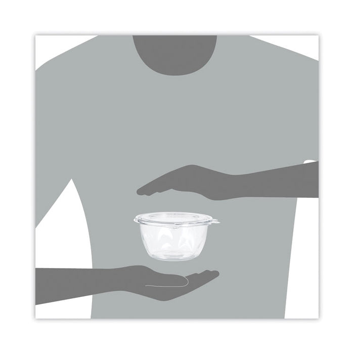 SafeSeal Tamper-Resistant, Tamper-Evident Bowls with Flat Lid, 16 oz, 5.5" Diameter x 2.7" h, Clear, Plastic, 240/Carton