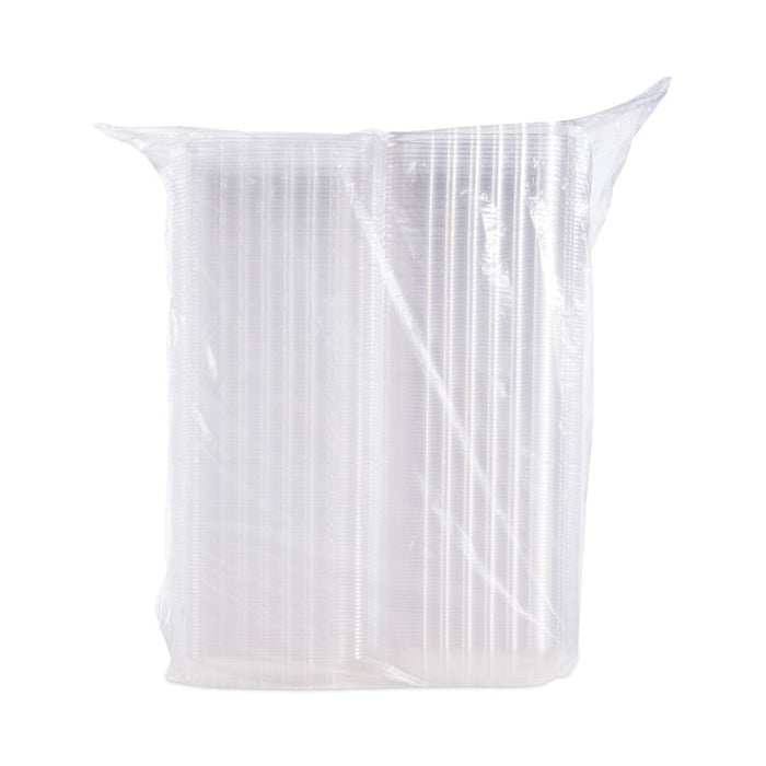 ClearSeal Hinged-Lid Plastic Containers, 8.3 x 8.3 x 3, Clear, Plastic, 250/Carton