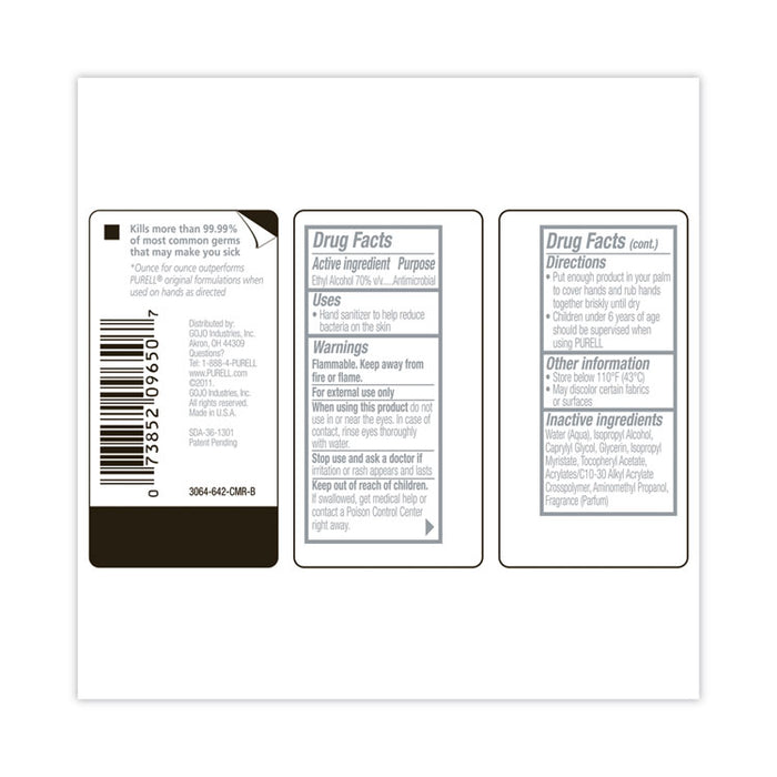 Advanced Hand Sanitizer Refreshing Gel, 2 oz, Flip-Cap Bottle, Clean Scent, 24/Carton