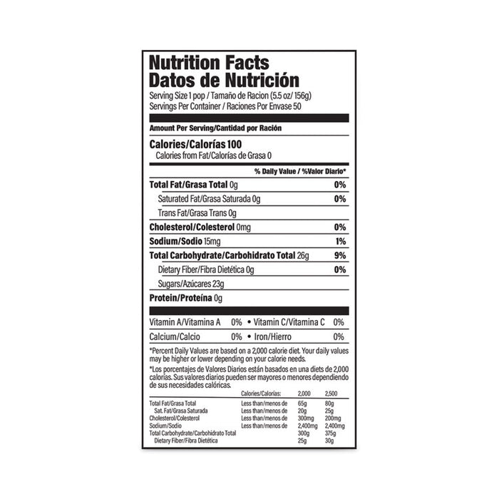 Giant Tropical Freezies Ice Pops, Fruit Punch, Guava, Mango, Pineapple, 5.5 oz Tube, 50/Carton