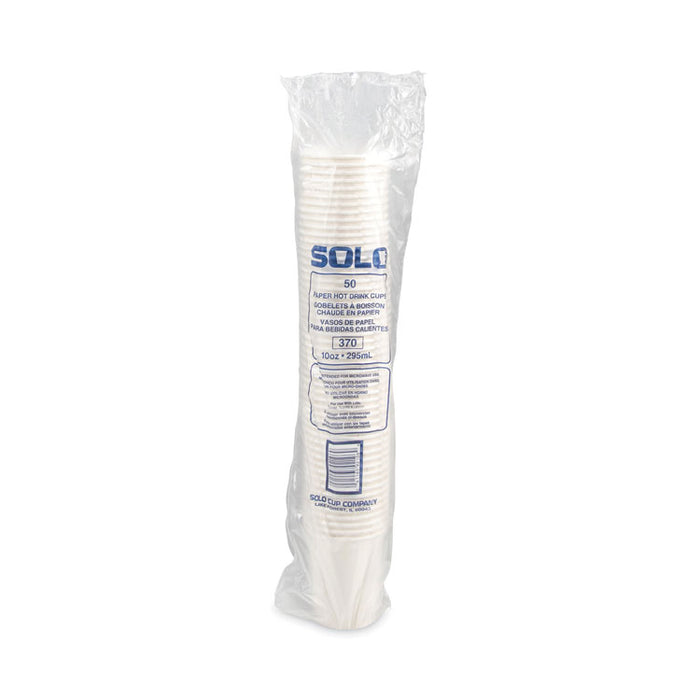 Single-Sided Poly Paper Hot Cups, 10 oz, White, 50/Sleeve, 20 Sleeves/Carton
