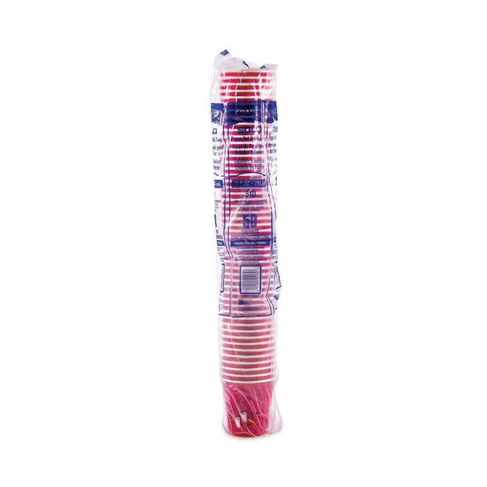 Paper Hot Drink Cups in Bistro Design, 3.54" Diameter x 3.61" h, 10 oz, Maroon, 1,000/Carton