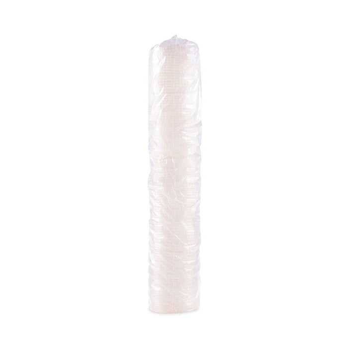 Polystyrene Plastic Flat Straw-Slot Cold Cup Lids, Identification Buttons, Fits 28 oz Cold Cups, Translucent, 960/Carton