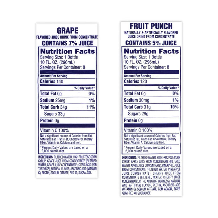 Fruit Juice Variety Pack, Fruit Punch, Grape, and Orange Pineapple, 10 oz Bottles, 24/Carton